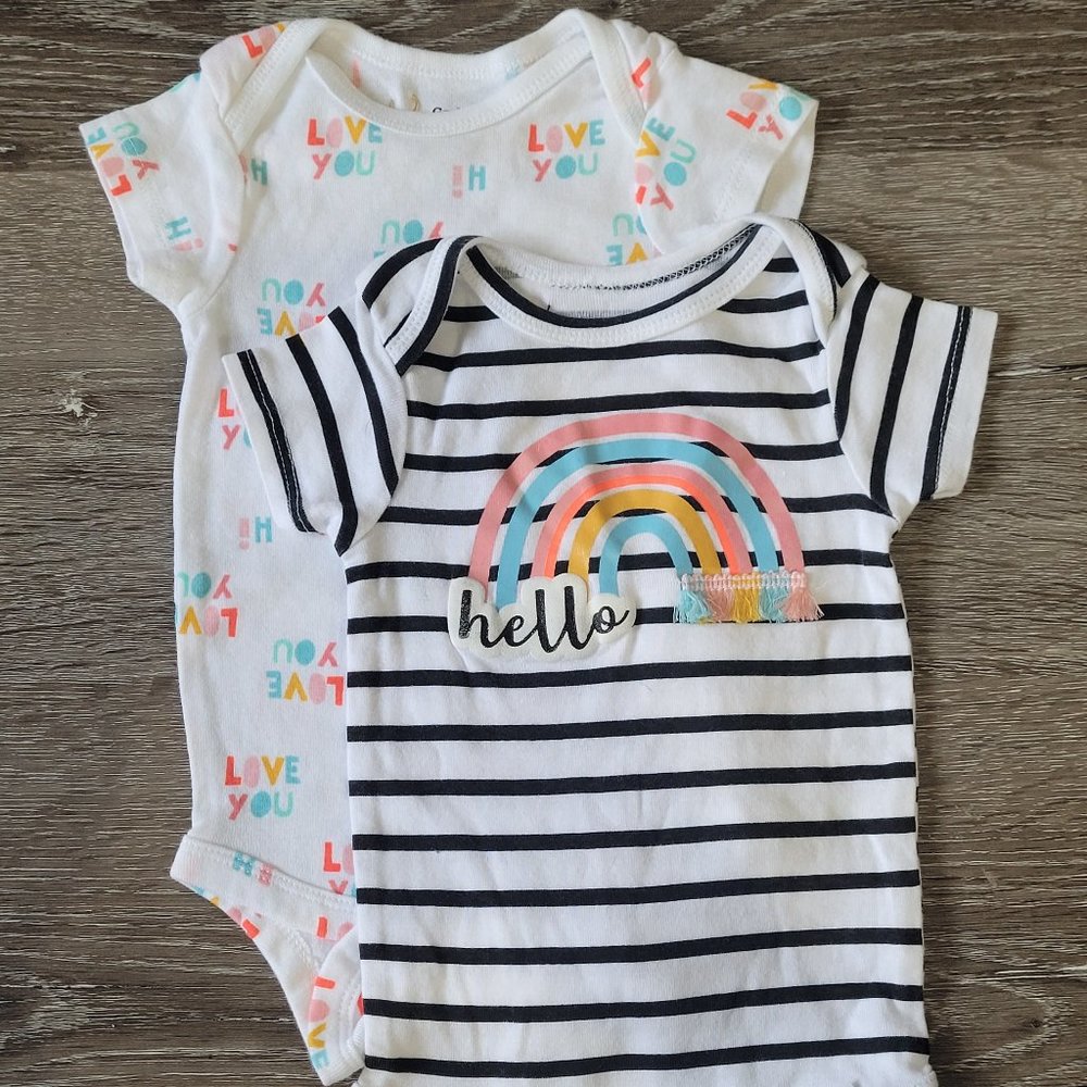 Gerber Organic Two Pack Size 3-6 Months, Hello Love You Onesie